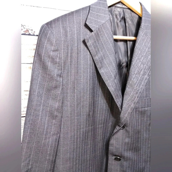 Corneliani S150's Wool Gray Pinstripe Suit Jacket size‎ 52R Italy Evening Event - Picture 2 of 9